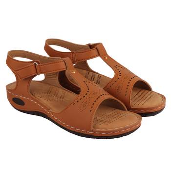 brown solid casual synthetic flats 4
