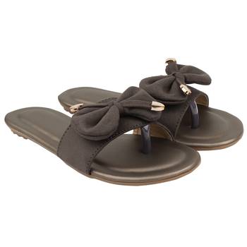 grey solid casual synthetic flats 1