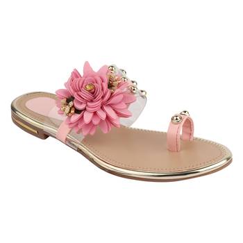 pink solid casual synthetic flats 1