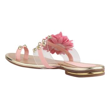 pink solid casual synthetic flats 2