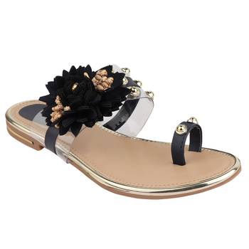 black solid casual synthetic flats 1