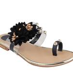 black solid casual synthetic flats