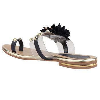 black solid casual synthetic flats 3