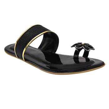 black solid casual synthetic flats 1