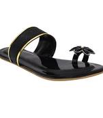 black solid casual synthetic flats