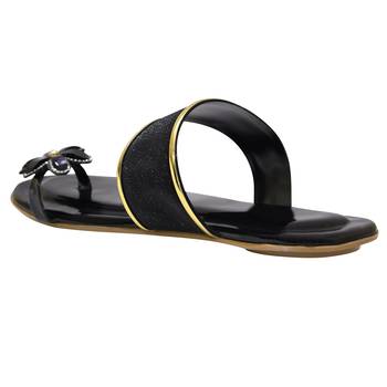 black solid casual synthetic flats 2