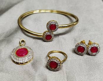 M Creation Gold Plated Combo Set For Women/Girls 1