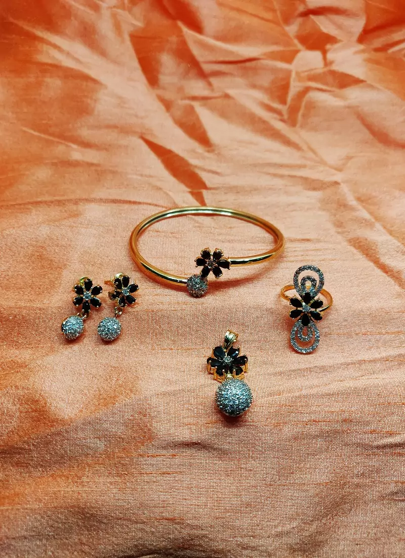 M Creation Gold Plated Combo Set For Women/Girls