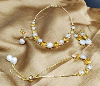 M Creation Gold Plated Combo Set For Women/Girls 1