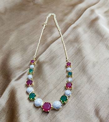 M Creation Red Green Colored Gold Plated Combo Set For Women/Girls 2