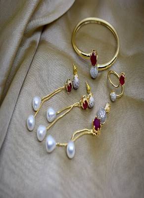 M Creation Gold Plated Combo Set For Women/Girls 1