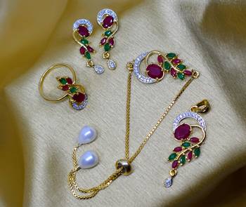 M Creation Gold Plated Combo Set For Women/Girls 1