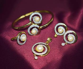 M Creation Gold Plated Combo Set For Women/Girls 1
