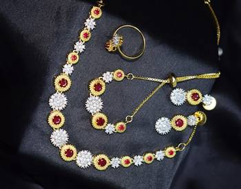 M Creation Gold Plated Combo Set For Women/Girls 1