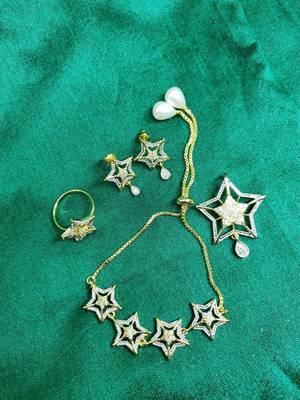 M Creation Gold Plated Combo Set For Women/Girls 1