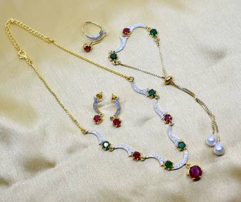 M Creation Gold Plated Combo Set For Women/Girls 1