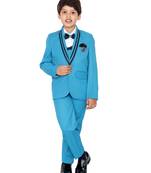 Turquoise plain polyester boys-suit