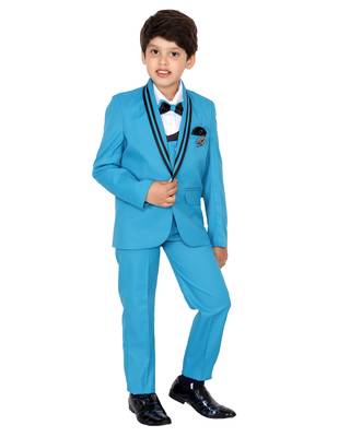Turquoise plain polyester boys-suit 2