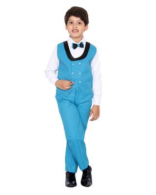 Turquoise plain polyester boys-suit 3