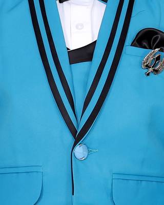 Turquoise plain polyester boys-suit 5