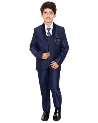 Blue plain polyester boys-suit 1