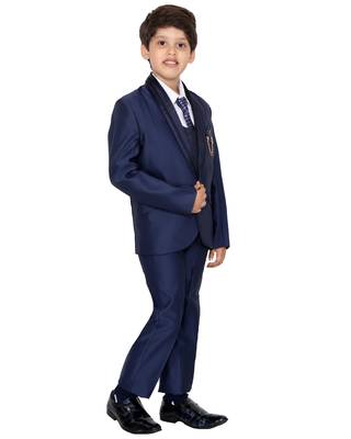 Blue plain polyester boys-suit 2