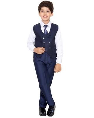 Blue plain polyester boys-suit 3
