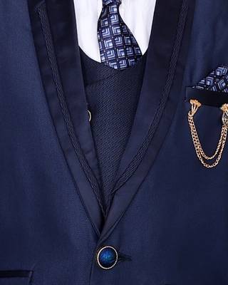 Blue plain polyester boys-suit 5