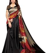 Black Printed Art Silk Saree With Blouse