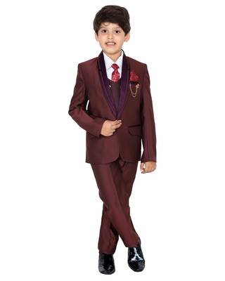 Maroon plain polyester boys-suit 1
