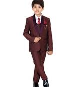 Maroon plain polyester boys-suit