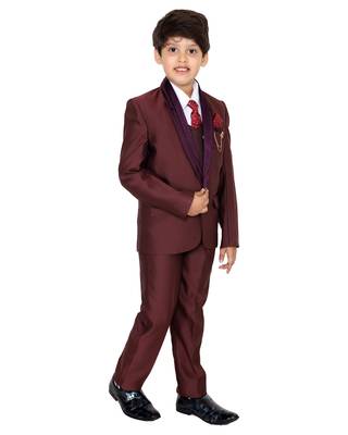 Maroon plain polyester boys-suit 2