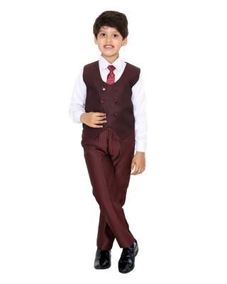 Maroon plain polyester boys-suit 3