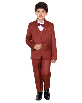 Yellow plain polyester boys-suit 1