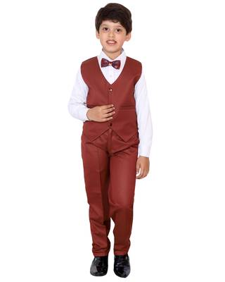 Yellow plain polyester boys-suit 3