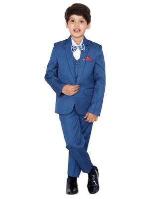 Turquoise plain polyester boys-suit 1