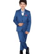 Turquoise plain polyester boys-suit