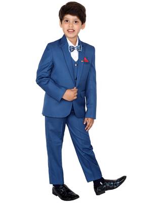 Turquoise plain polyester boys-suit 2
