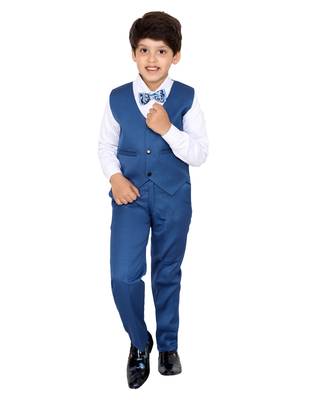 Turquoise plain polyester boys-suit 3