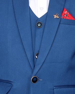 Turquoise plain polyester boys-suit 5