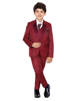 Maroon plain polyester boys-suit 1
