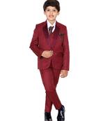 Maroon plain polyester boys-suit