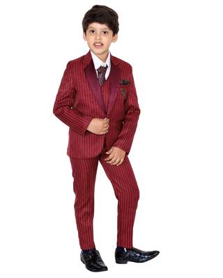 Maroon plain polyester boys-suit 2