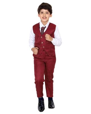 Maroon plain polyester boys-suit 3