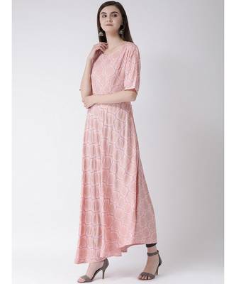 Women Persian Pink Rayon Flared Kurta 2