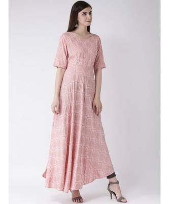 Women Persian Pink Rayon Flared Kurta 3