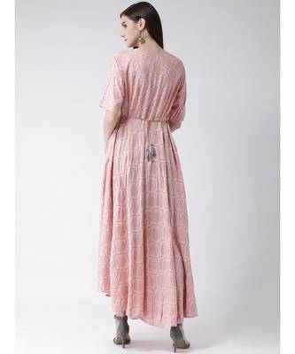 Women Persian Pink Rayon Flared Kurta 4
