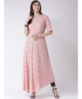 Women Persian Pink Rayon Flared Kurta 5