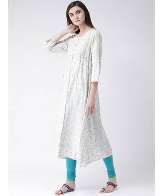 Women White Rayon A-line Kurta 2