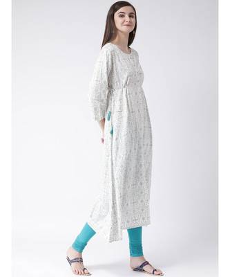 Women White Rayon A-line Kurta 3